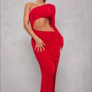 PrettyLittleThing Vibrant Red One-Shoulder Dress